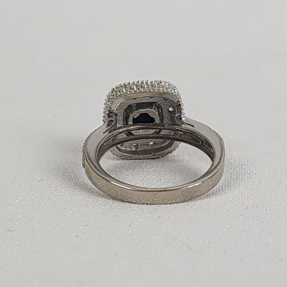 925 Sterling Silver Black Square Stone Ring Size 9 - Picture 4 of 8